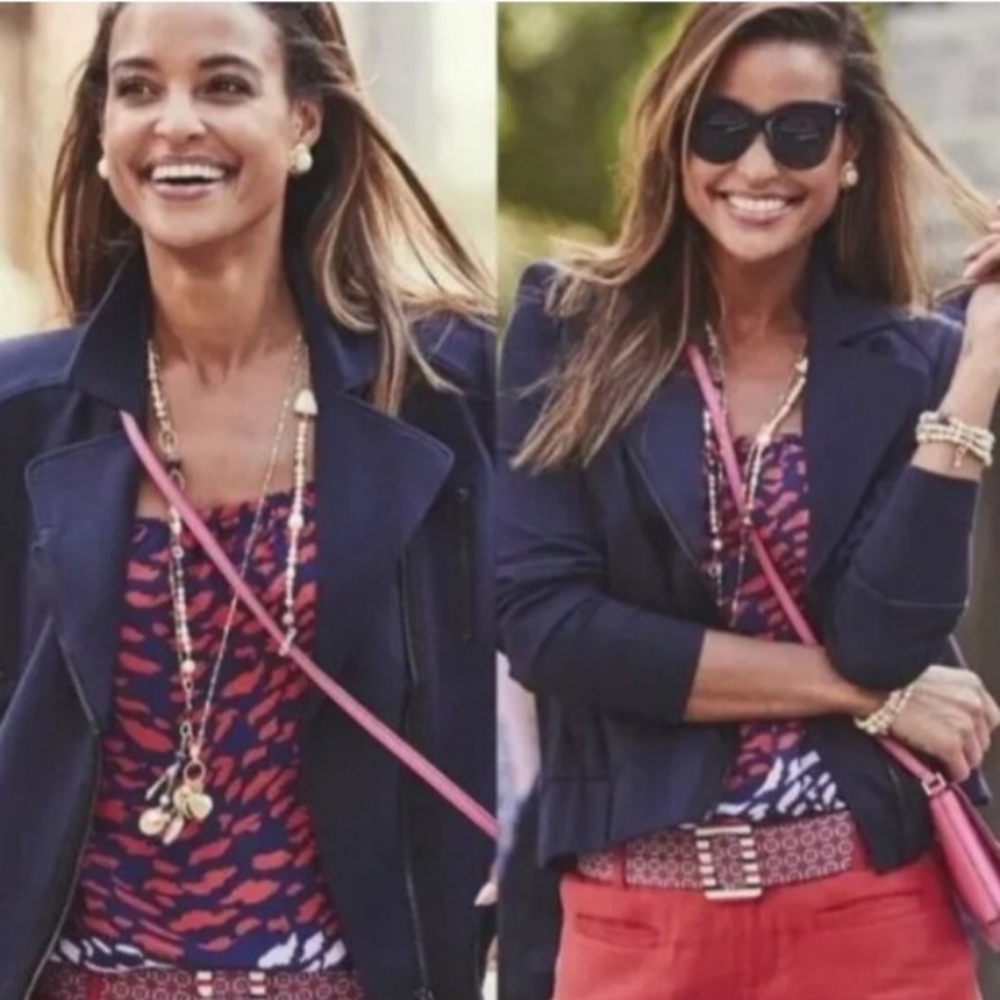 Cabi Chance Moto Jacket #5476 In Navy Blue | S - Picture 2 of 9